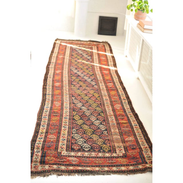 Antique Boteh Design Daisy Runner, 3.6 x 11 For Sale - Image 10 of 11