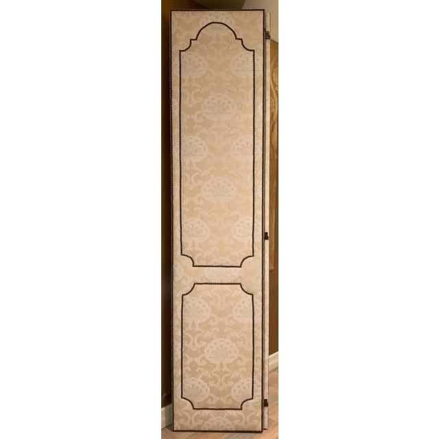 Late 20th Century 2-Panel Tall Upholstered Folding Screen For Sale - Image 4 of 11