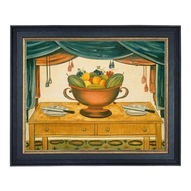 “Bowl of Fruit” Contemporary Reproduction Print on Canvas, Framed, 16 x 20 For Sale