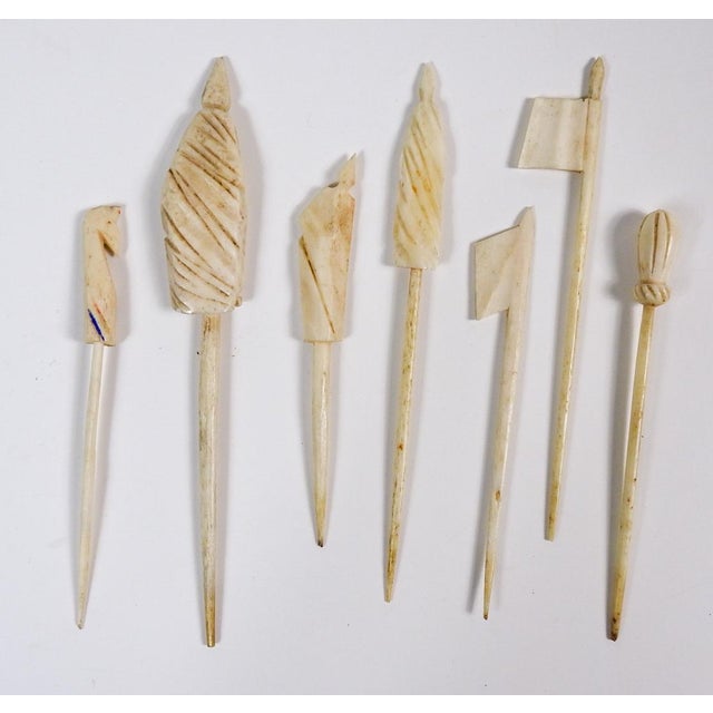 19th Century Carved Bone Game Pieces Collection With Wood Stand For Sale - Image 9 of 17