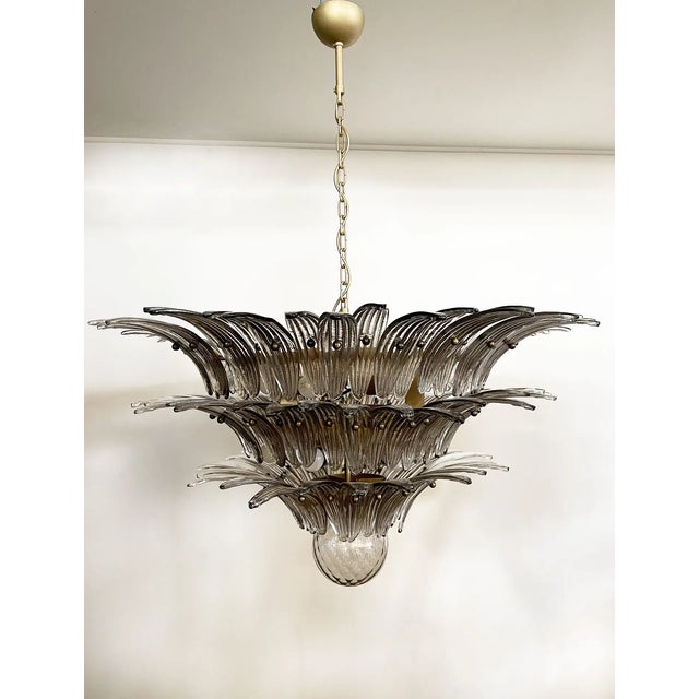 Gray Palmette Ceiling Light Three Levels, 104 Smoked Glasses For Sale - Image 8 of 10