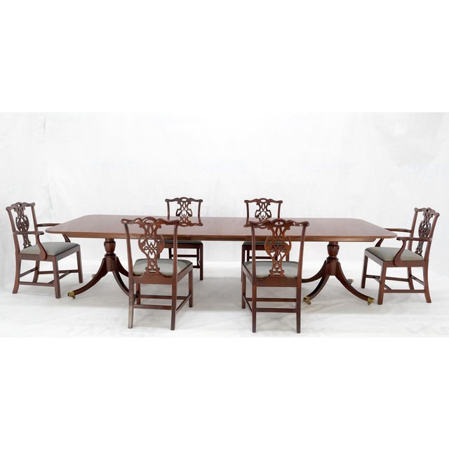 Baker Charleston Collection Mahogany Banded Dining Table 6 Chairs Set Stunning! For Sale - Image 10 of 18