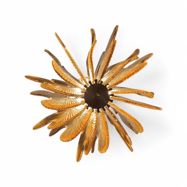 Wavy Golden Plate Ceiling Lamp For Sale - Image 3 of 7