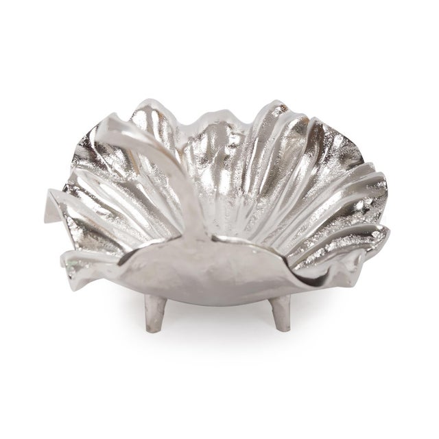 2020s Calathea Leaf Polished Silver Sculpture- Large For Sale - Image 5 of 9