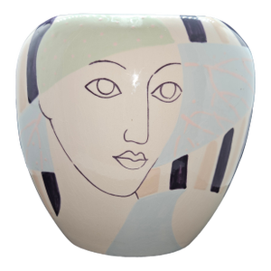 Vintage Slava 1984 Abstract Modernist Beautiful Women Hand Painted Vase, Signed