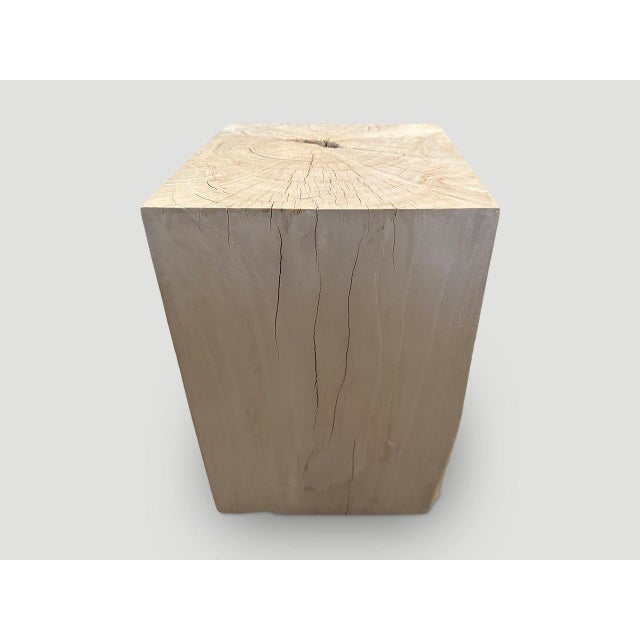 Contemporary Andrianna Shamaris St. Barts Bleached Teak Wood Side Table For Sale - Image 3 of 5