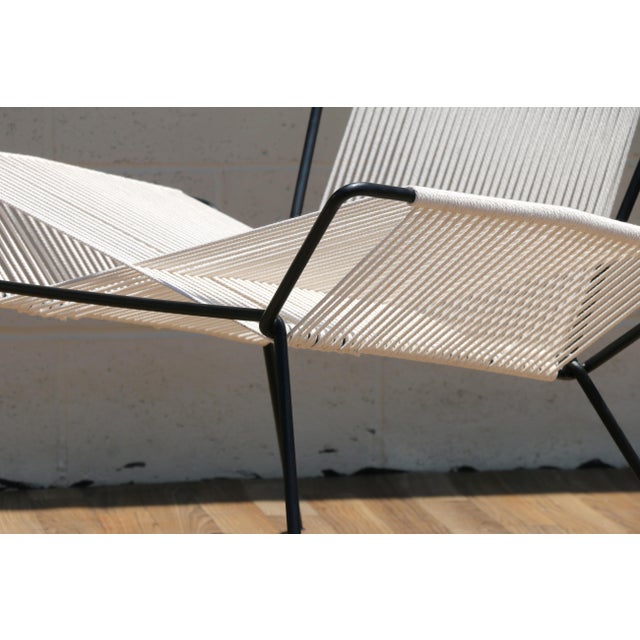 Vintage Pair of Iron and Rope Lounge Chairs | Mid Century Modern Sculptural Accent Chairs For Sale - Image 12 of 18