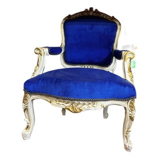 1980s Bright Blue Cushioned Accent Chair For Sale