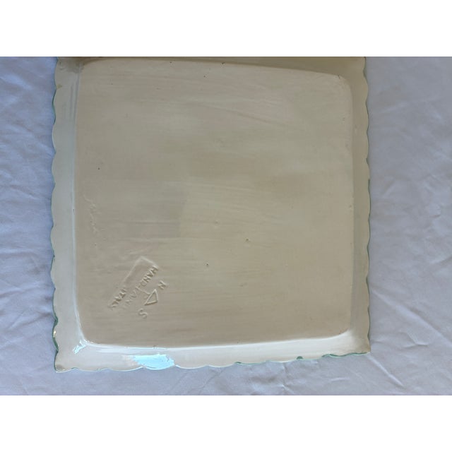 Green Vintage NSP Italy Hand-Painted Fruit Motif Square Plate For Sale - Image 8 of 11