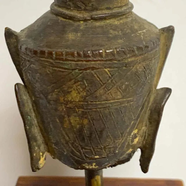 Mid 20th Century Miniature Bronze Thai Buddha Head - a Pair For Sale - Image 11 of 13