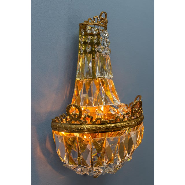 1960s German Empire Style Crystal Glass and Brass Sconce by Palwa, 1960s For Sale - Image 5 of 18