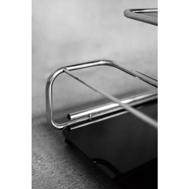 Vintage Mid-Century Modern German Bauhaus Chrome & Glass Serving Trolley, 1960s For Sale - Image 17 of 18