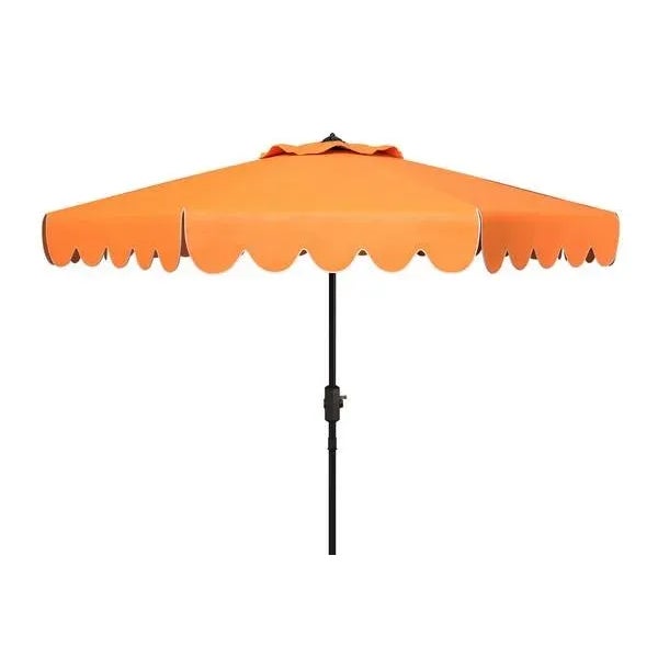 Not Yet Made - Made To Order Venice Single Scallop 9ft Crank Outdoor Push Button Tilt Umbrella - Orange For Sale - Image 5 of 5
