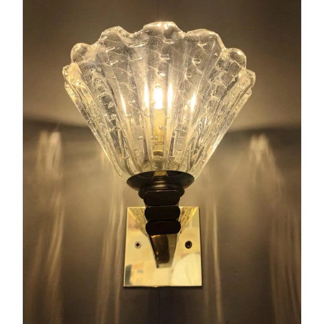 Transparent 1950s Bollicine Cups Sconces by Barovier E Toso, a Pair For Sale - Image 8 of 10
