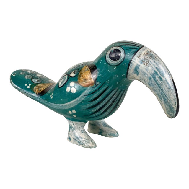 Vintage Southwestern Mexican Pottery Toucan Bird Sculpture For Sale