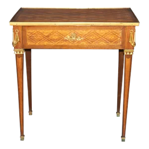 Fine French Louis XVI Marquetry Tulipwood and Kingwood End Table With Bronze