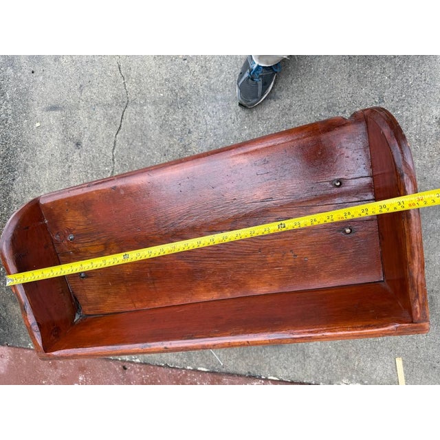 Early 20th Century Antique Early American Primitive Rustic Style Solid Pine Bench. For Sale - Image 9 of 11