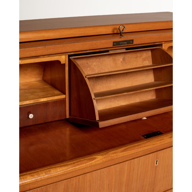 Scandinavian Secretaire in Elm and Root, 1950s For Sale - Image 13 of 16