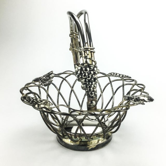 1990s Studio Silversmiths Grape Theme Silver Plate Basket For Sale - Image 5 of 9