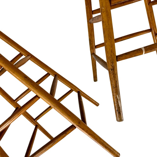Vintage 1940s Pair of (2) 29.25" Tall Wood Artist Studio Stools For Sale - Image 16 of 18