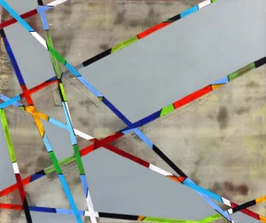 Modern Abstract Geometric Original Oil Painting on Canvas by Petra Rös-Nickel "The Line"