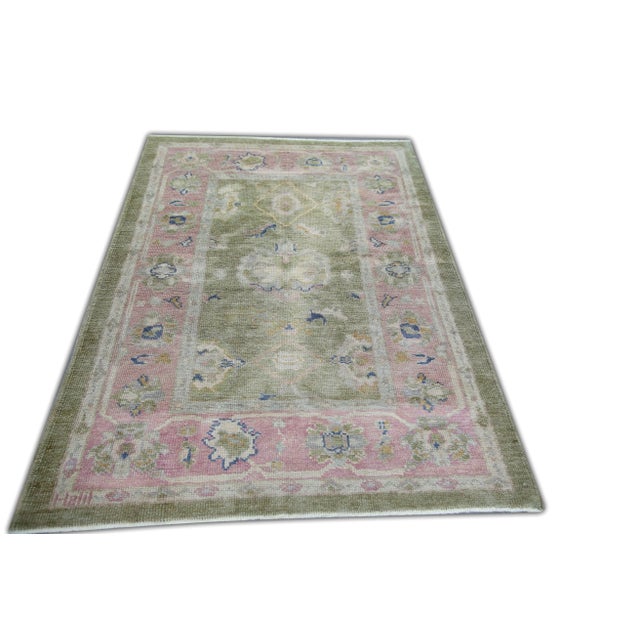 Early 21st Century Modern Turkish Oushak Rug 4'1" x 6' For Sale - Image 5 of 6