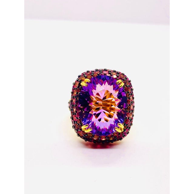 Bochic “Orient” Vintage Natural Ruby & Amethyst Ring Set In 18 K Gold & Silver For Sale - Image 12 of 12
