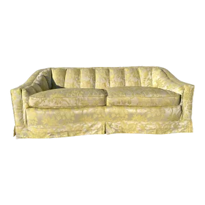 Vintage 1960s Tufted Iridescent Floral Print Sofa