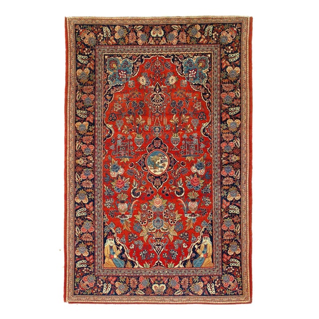 Antique Hand Knotted Persian Kashan Rug For Sale - Image 11 of 12