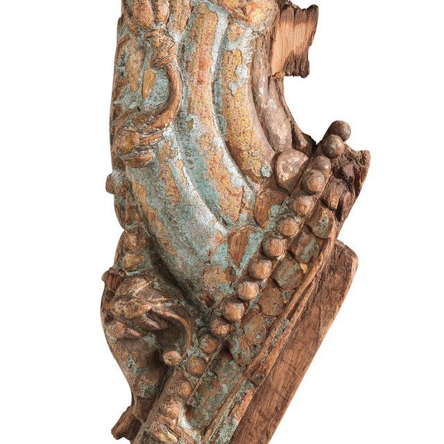 Vintage Carved Wooden Bracket on Stand, 1950s For Sale - Image 3 of 6