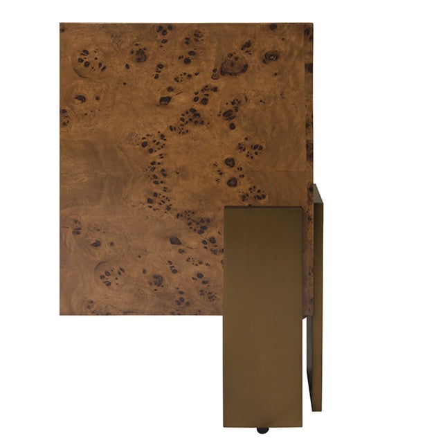 Matthew Izzo Home Enid Dark Burlwood 48" Square Coffee Table For Sale In New York - Image 6 of 6