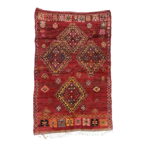 Late 20th Century Vintage Red Boujad Moroccan Rug - 06'03 X 09'06