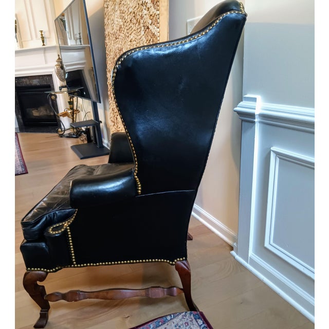 Rare No. 200 Bicentennial Limited Edition Leather Wingback Chair by Leathercraft-Hickory Nc. Excellent Condition For Sale - Image 12 of 12