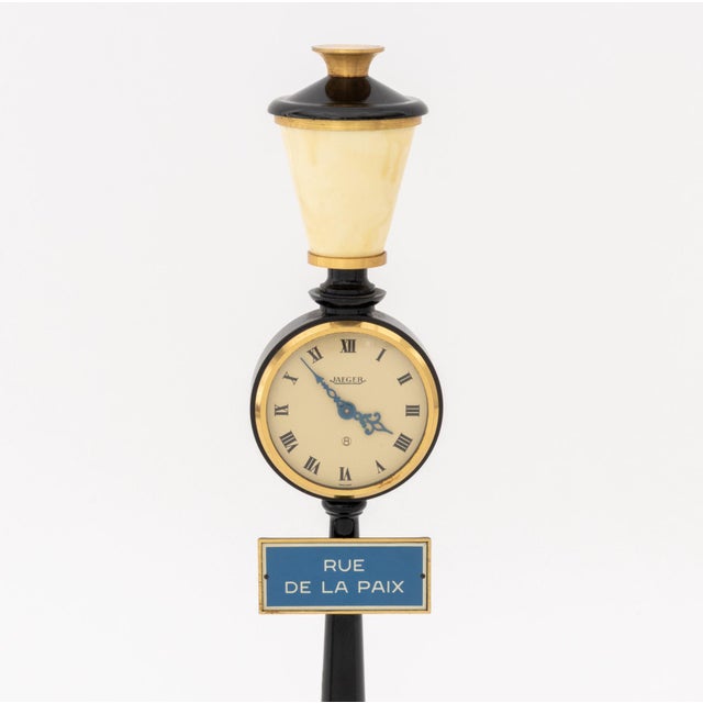 Jaeger-LeCoultre "Rue de la Paix" Black Lacquered and Brass Street Lamp Clock. 11.25" H x 3" Diameter. Provenance: From a...