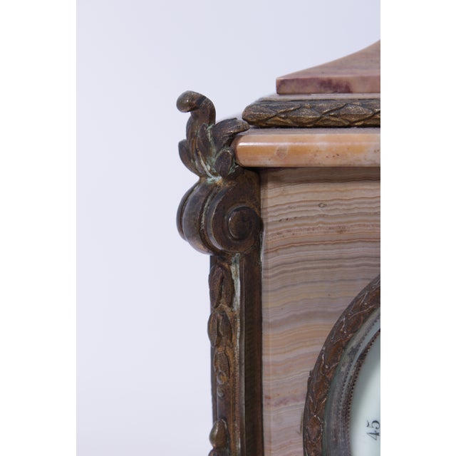 Japy Freres French Bronze & Marble Mantle Clock For Sale - Image 10 of 14