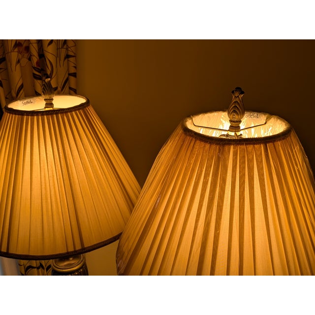 Late 20th Century Vintage Stiffel Brass Table Lamps- A Pair For Sale - Image 5 of 11