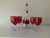 Metal Vintage Cranberry Glasses With Matching Cranberry & Gold Decanter Set- 7 Pieces For Sale - Image 7 of 7