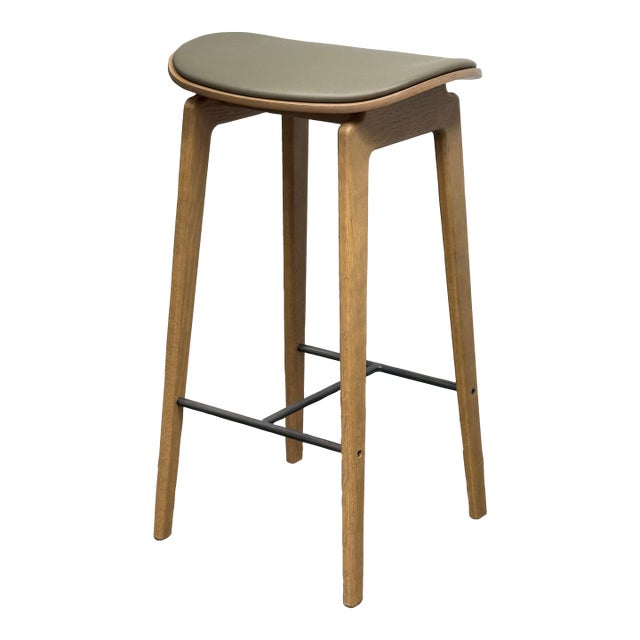 Norr11 Ny11 Bar Stool Light Smoked Oak + Spectrum Autumn Leather Seat For Sale