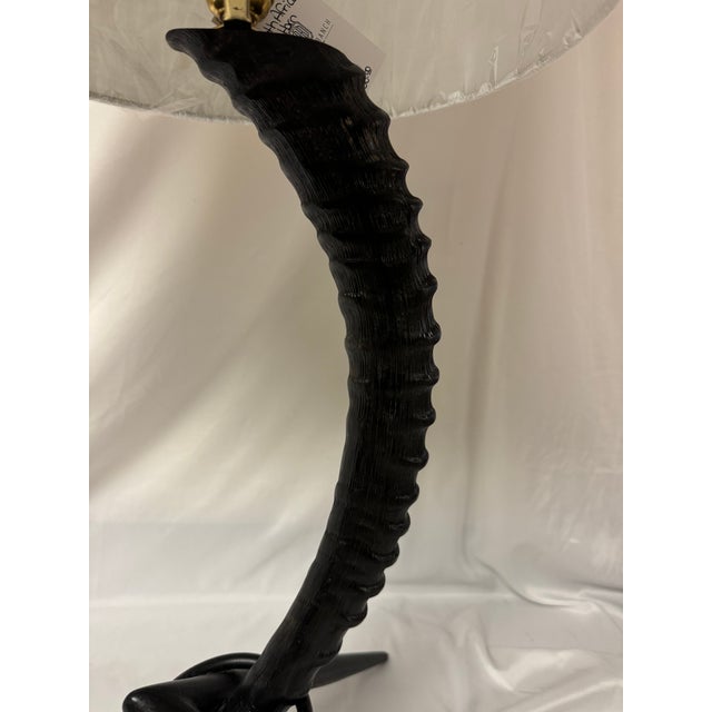 Tribal Late 20th Century South African Sable Horn Lacquered Wood Table Lamps For Sale - Image 3 of 10