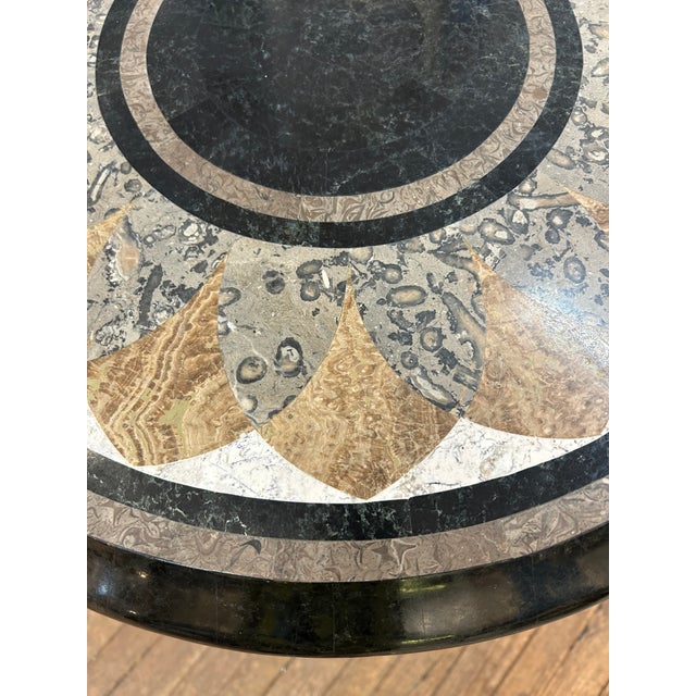 1980s Inlaid Maitland Smith Mixed Marble Side Table With Swans For Sale - Image 5 of 10