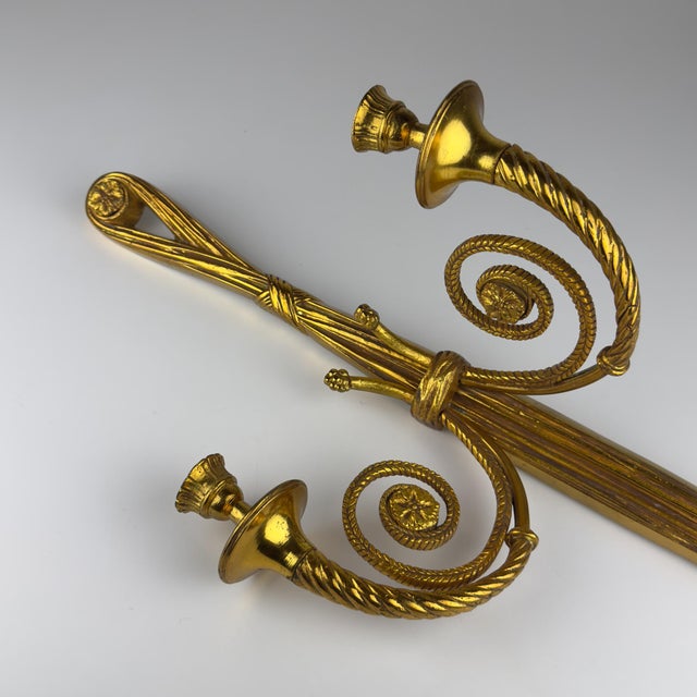 Large Bronze Wall Candle Sconce, France, 1950s For Sale - Image 11 of 18