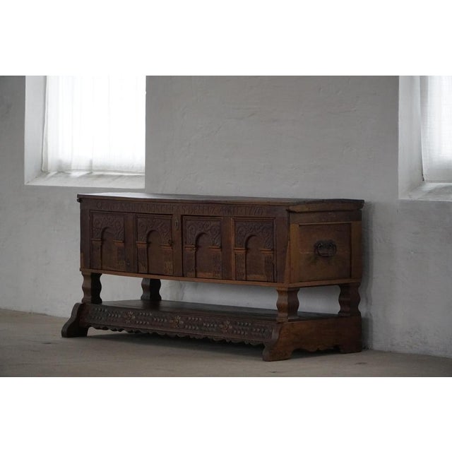 Danish Baroque Oak Sideboard with Carved Details, 1700s-1750s For Sale - Image 12 of 17