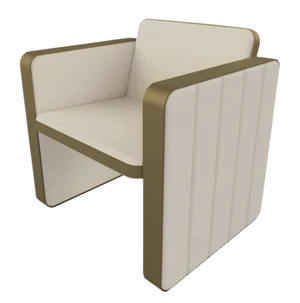 Somnus Armchair with Flute Detailing in Ivory Boucle and Brass Tint by Casa Botelho