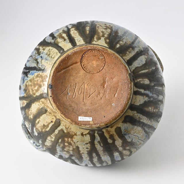 Blue Blue Drip Glaze Stoneware Vase from Roger Guerin, 1930s For Sale - Image 8 of 13