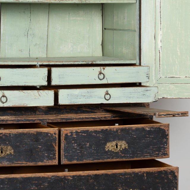Late 18th Century Swedish Rococo Black Painted Pine Wedding Cabinet For Sale - Image 9 of 18