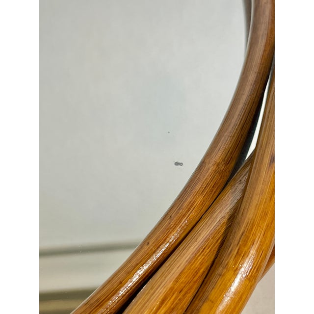 Vintage French Twisted Rattan Round Wall Mirror, 1970s For Sale - Image 12 of 15