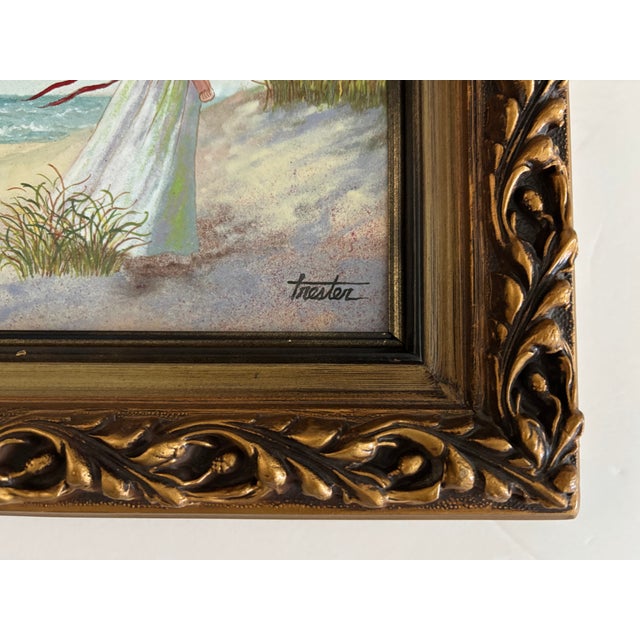 Wood 1960s Enamel on Copper Reproduction by Ebeling & Ruess of an Oil Painting by Artist Lorraine Trester For Sale - Image 7 of 10