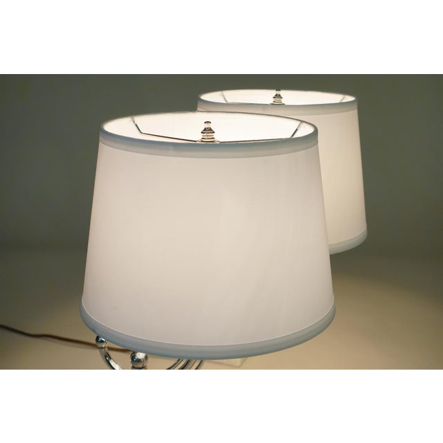1930s Art Deco Streamline Moderne Stepped Marble Chrome Table Lamps by Donald Deskey - a Pair For Sale - Image 11 of 12