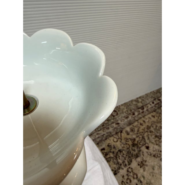 White Lotus Shaped Ceramic Candle Holders, Pair For Sale - Image 8 of 12