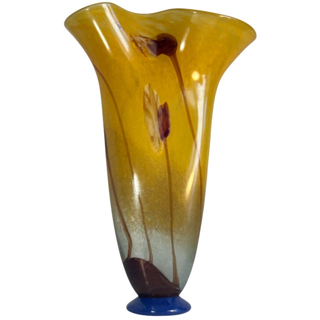Contemporary Horia-Constantin Puscariu Signed 17 + Tall Abstract Floral Art Glass Vase For Sale - Image 3 of 18